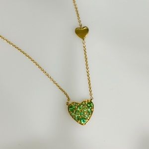 14k Yellow Gold Green Garnet Heart Pendant